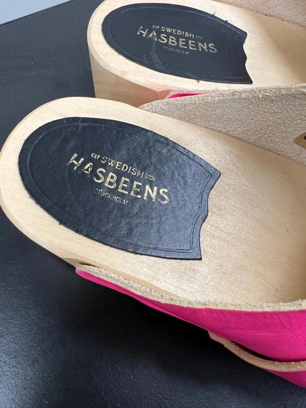 Swedish Hasbeens Pink Leather Clogs Mule Slip-On EU 40 / 9, 9.5 - Picture 2 of 5